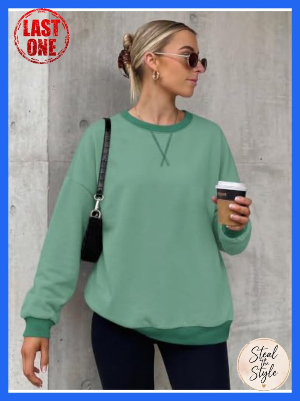 Womens Crewneck Long Sleeve Pullover Sweatshirt Cotton Blend - Picture 2 of 5